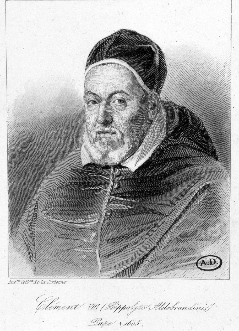 Portrett av pave Clement VIII - gravering av Unknown artist