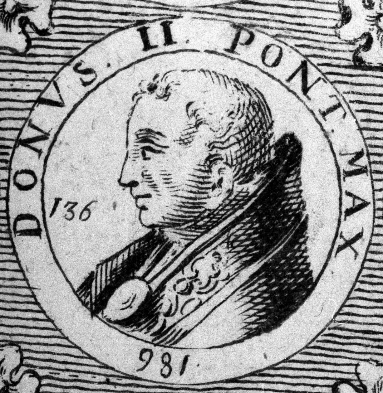 Portrett av pave Donus II (pave 973). av Unknown artist