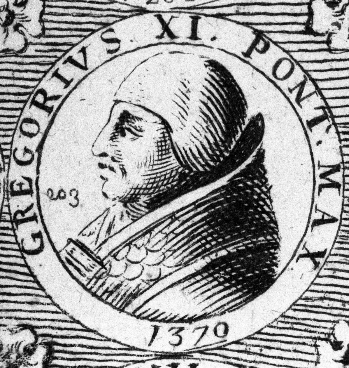 Portrett av pave Gregoire XI valgt i 1370 og døde i 1378. av Unknown artist