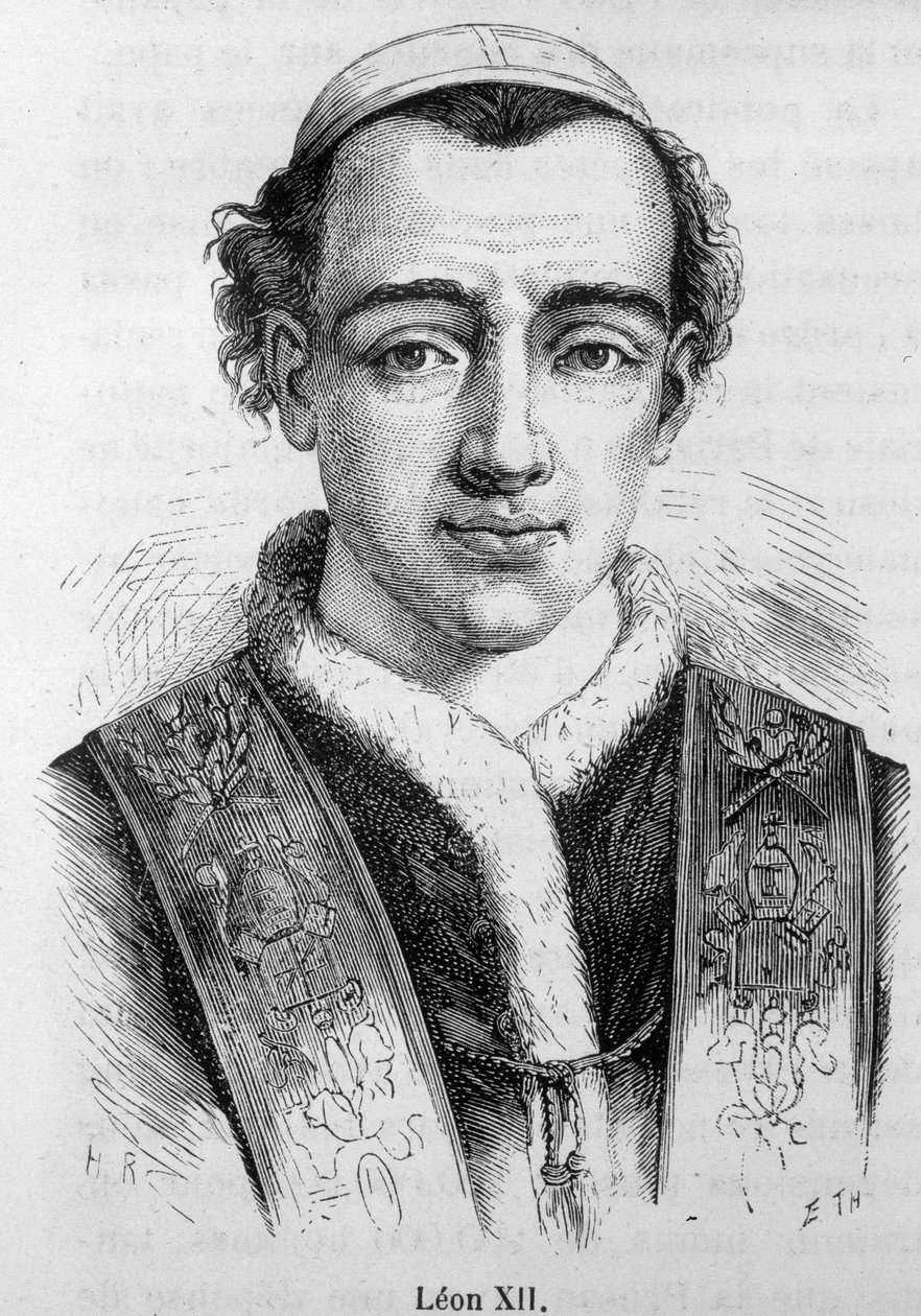Portrett av pave Leon (Leone) XII (Annibale della Genga Sermattei) (pave fra 1823 til 1829). av Unknown artist