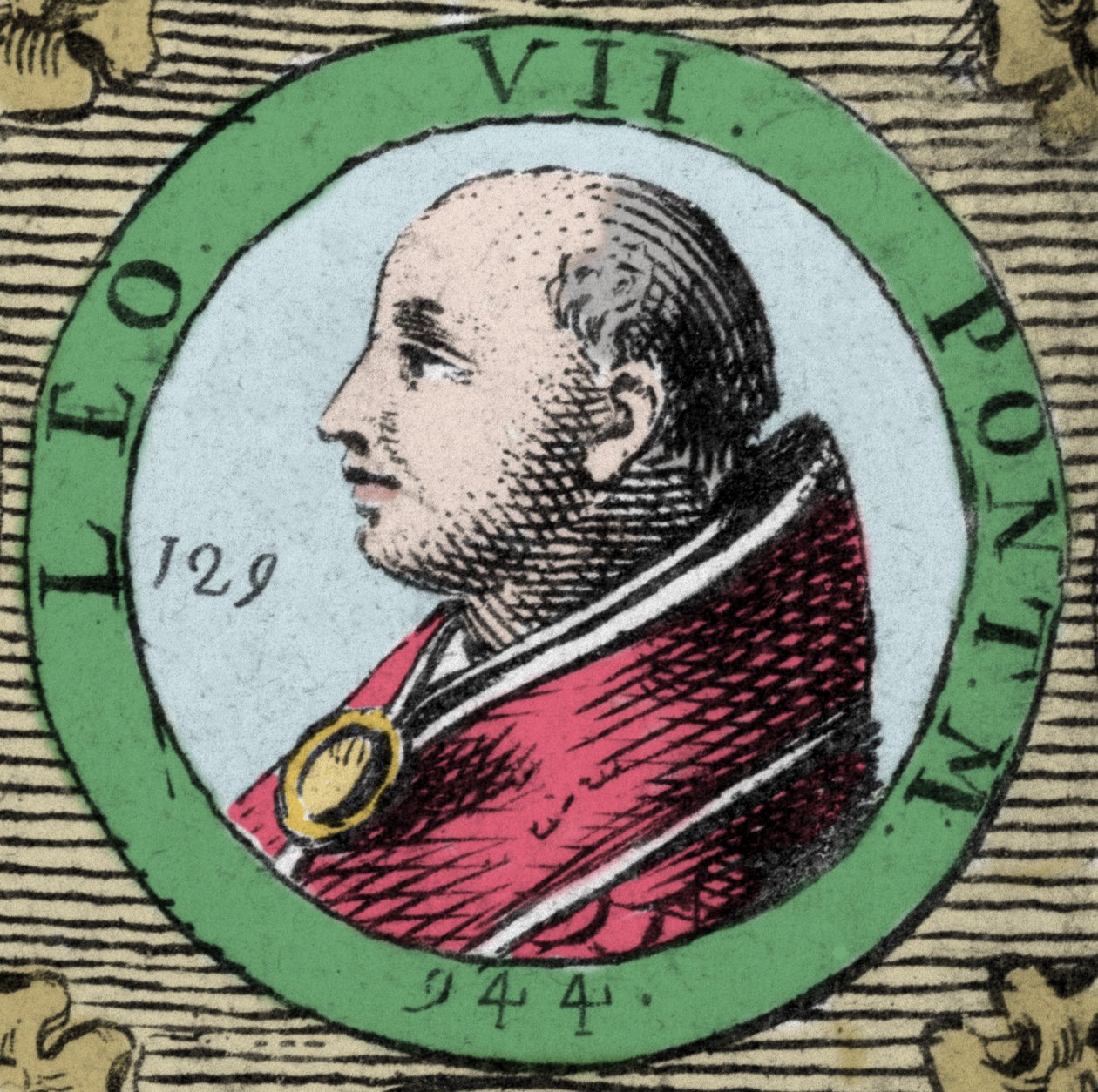 Portrett av pave Leo VII (Leone) pave fra 936 til 939. av Unknown artist