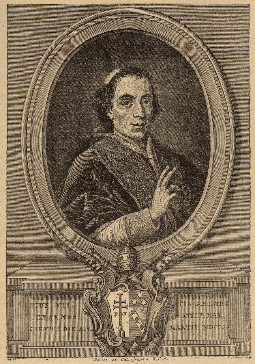 Portrett av pave Pius VII (1742-1823) (Portrett av pave Pius VII). av Unknown artist