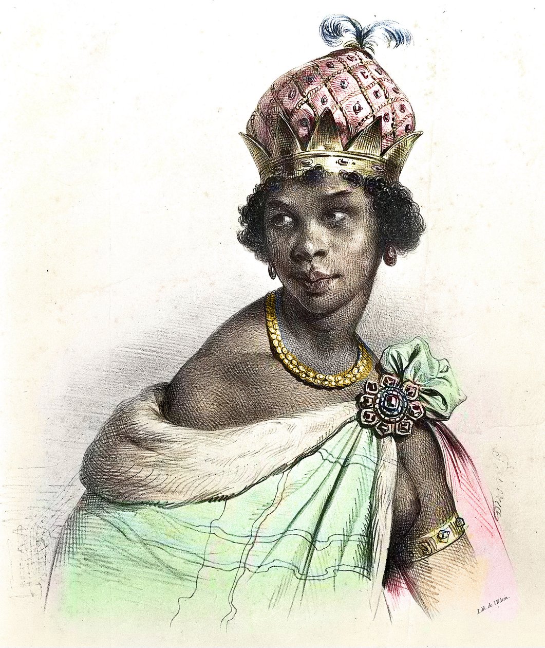Portrett av dronning Anna Nzinga eller Ana de Sousa Nzinga Mbande - Anna Nzinga, Ana de Sousa Nzinga Mbande eller Njinga Mbandi - Nzinga du Ndongo et Matamba - “” Ginga, a Rainha Quilombola de Matamba e Angola ”” av Unknown artist
