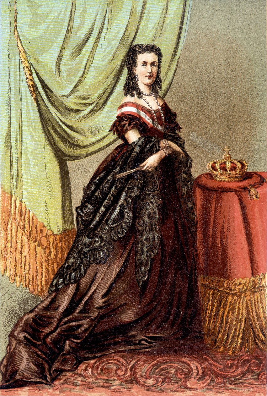Portrett av dronning Mary Henriette av Østerrike, kone til Leopold II, belgiernes konge. av Unknown artist