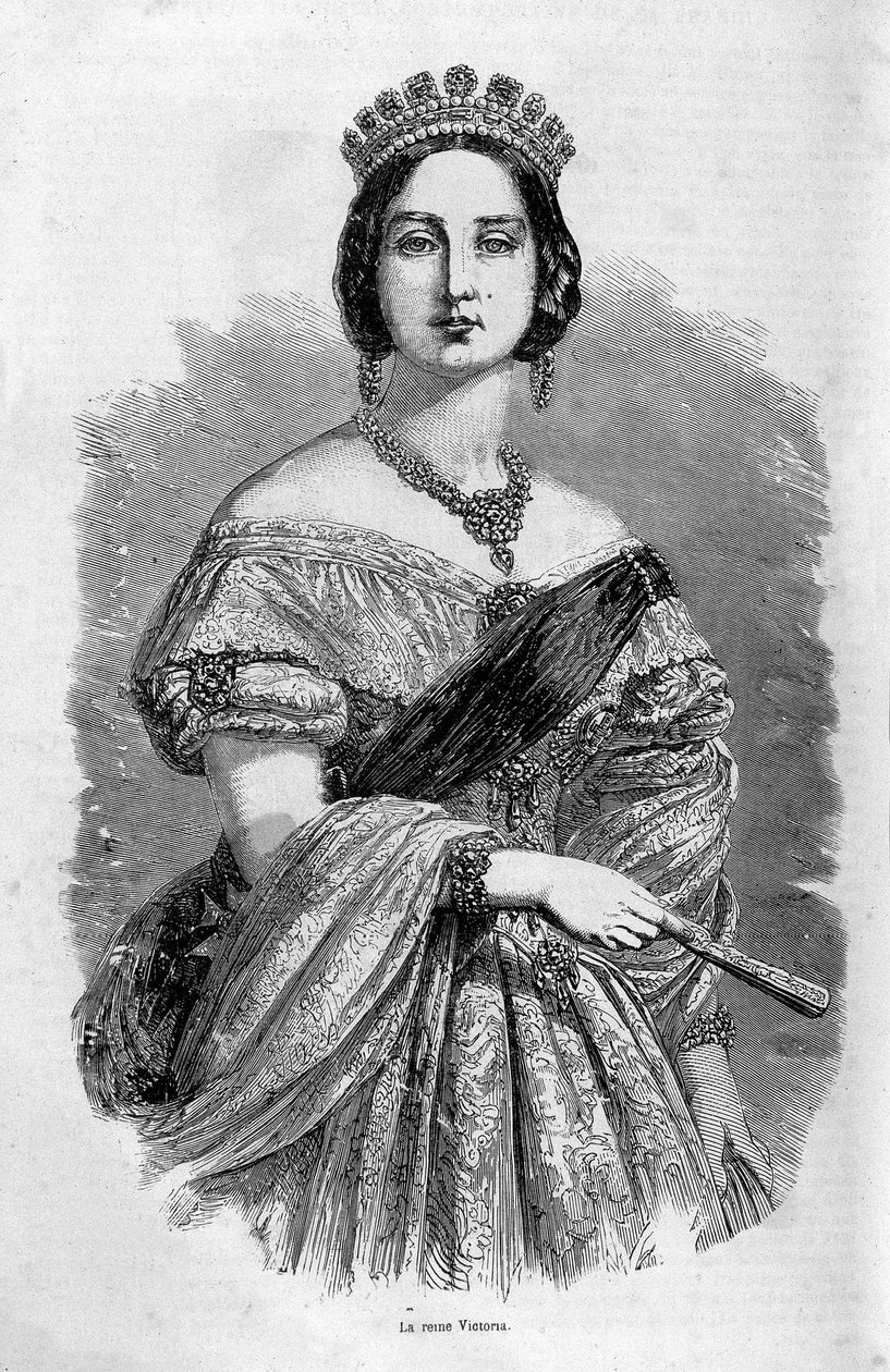 Portrett av dronning Victoria young - gravering, midten av 1800-tallet av Unknown artist