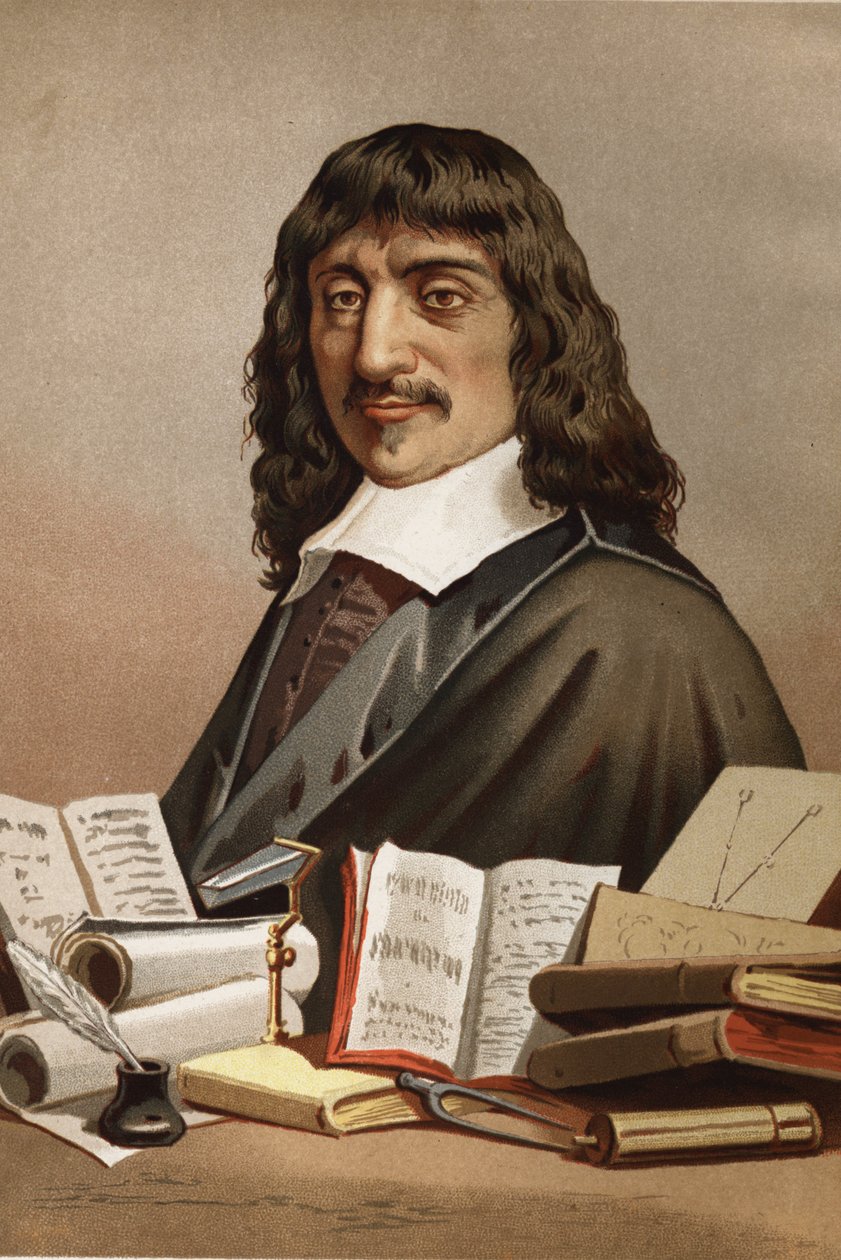 Portrett av Rene Descartes. 1596-1650. fra Science and its Men av Louis Figuier. Barcelona 1881 av Unknown artist