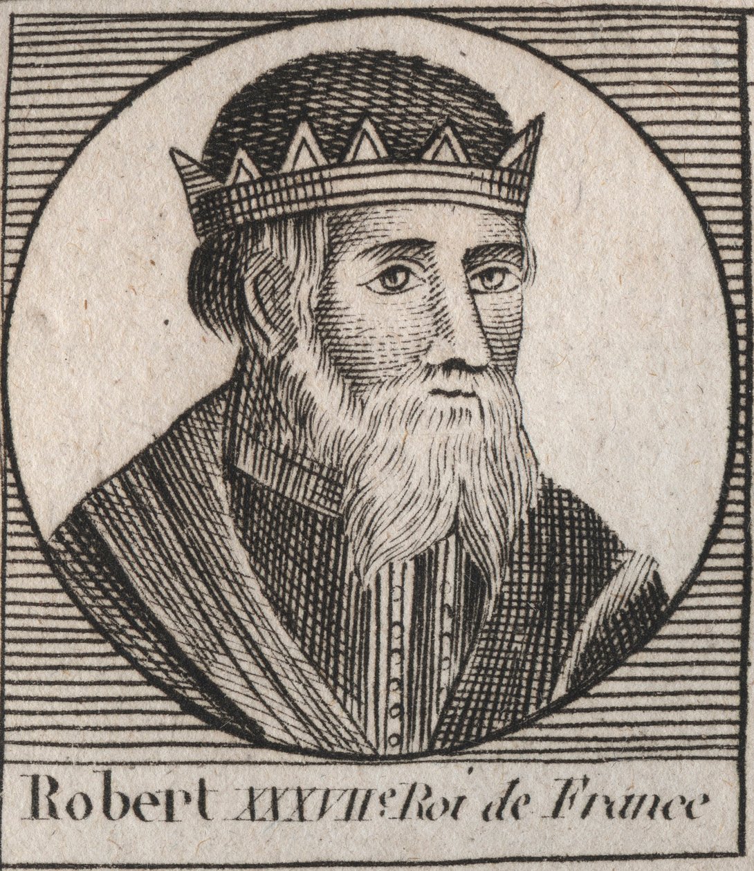 Portrett av Robert I (866--923), konge av Vest-Francia fra 922 til 923, gravering fra "Instruction sur l