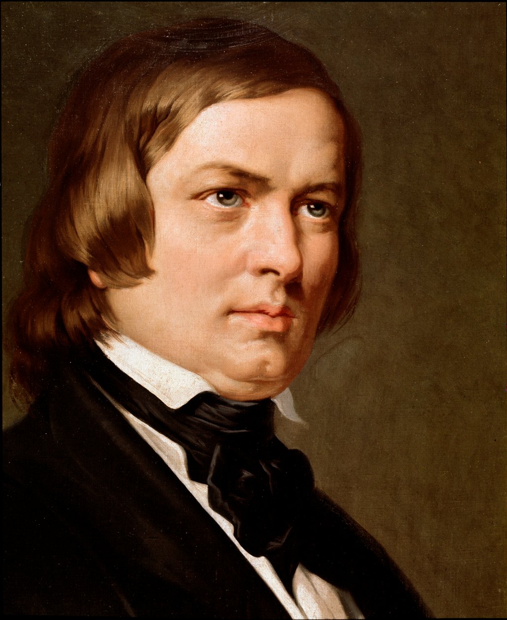 Portrett av Robert Schumann, tysk komponist. (maleri av Unknown artist