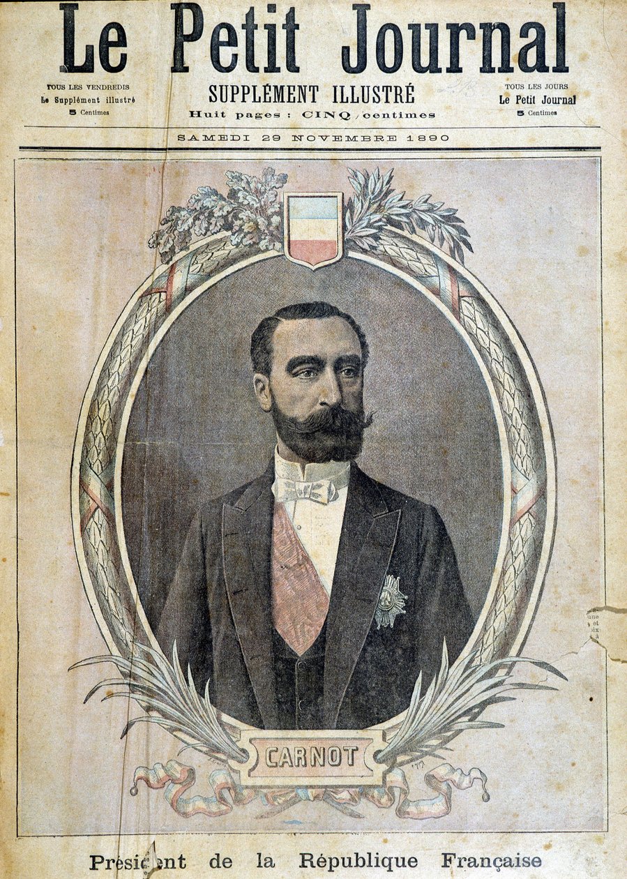 Portrett av Sadi Carnot - forside "" The Petity Journal"" 29/11/1890. av Unknown artist