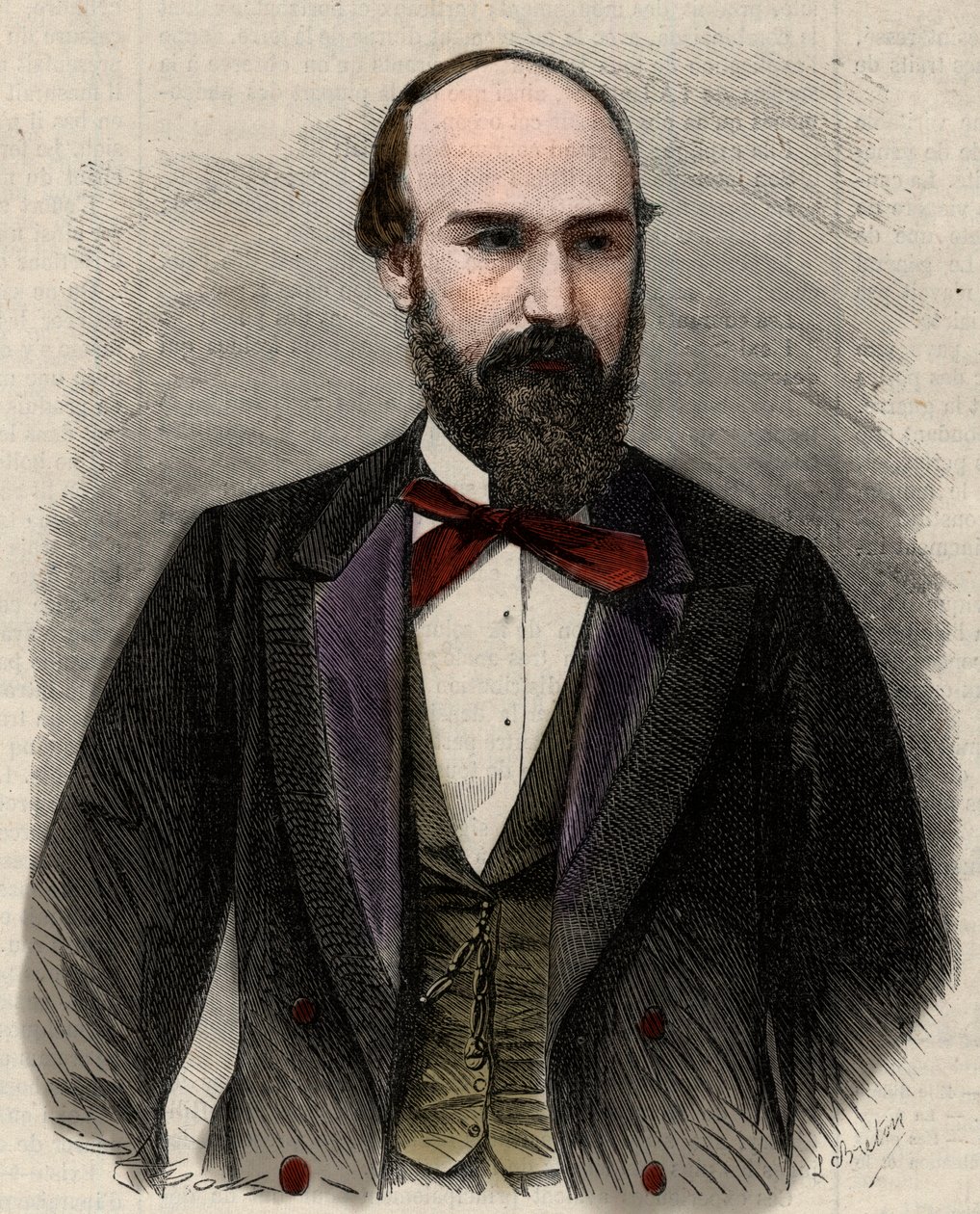 Portrett av Santos Gutierrez (1820-1872) politiker og tidligere president i Colombias forente stater. Gravering i "" L