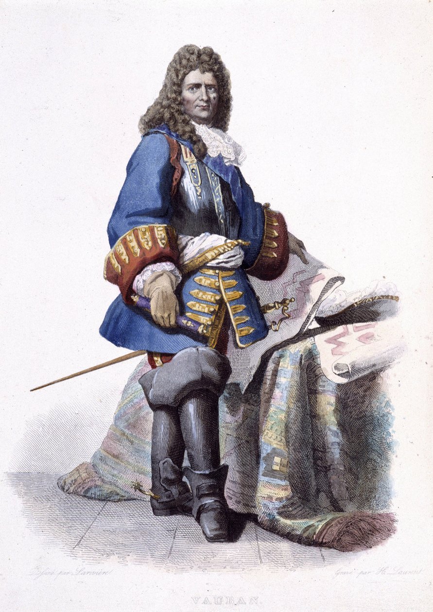Portrett av Sébastien Le Prestre de Vauban, marskalk av Frankrike og militæringeniør (1633-1707). - i "" Den franske Plutarch"" av Unknown artist