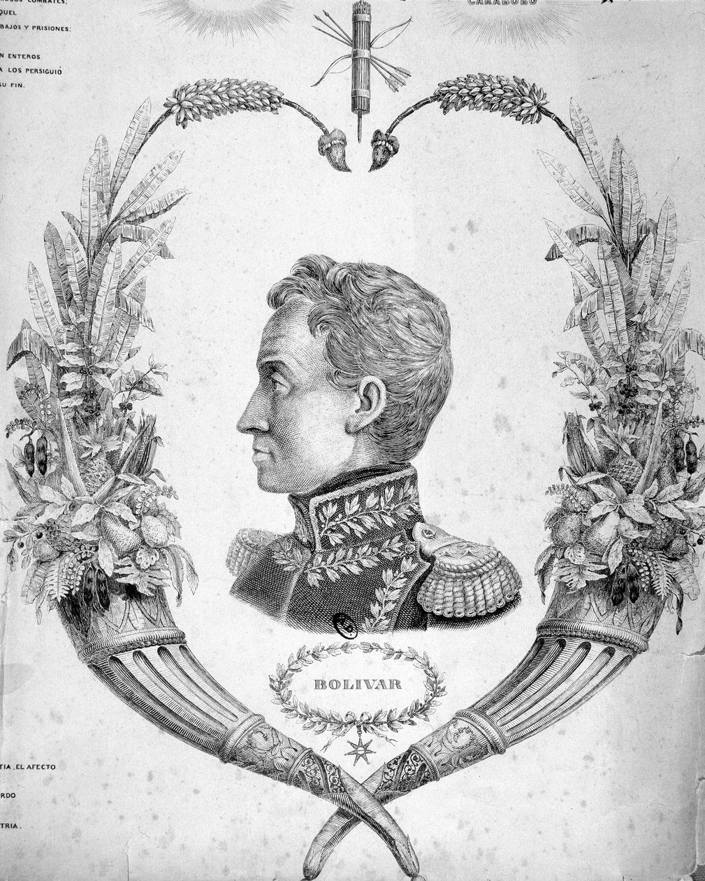 Portrett av Simon Bolivar (1783-1830), søramerikansk general og statsmann. av Unknown artist