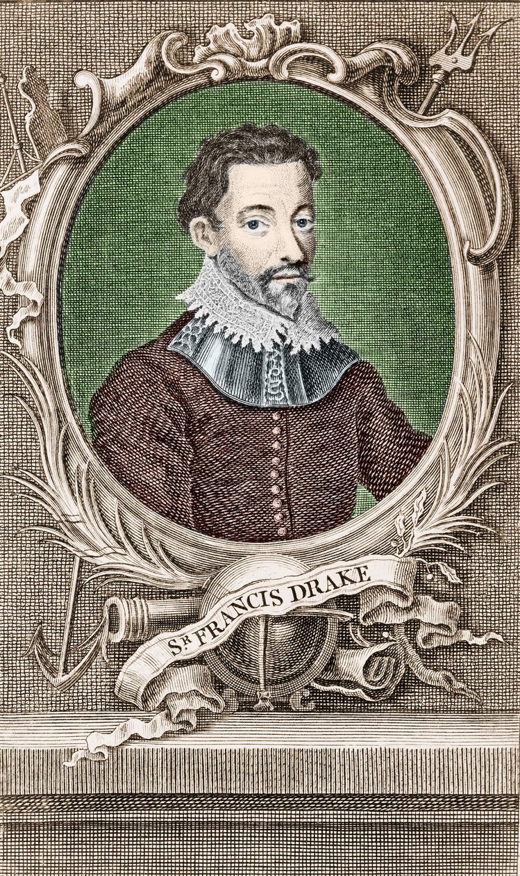 Portrait of Sir Francis Drake (1540-1596), English navigator. av Unknown artist