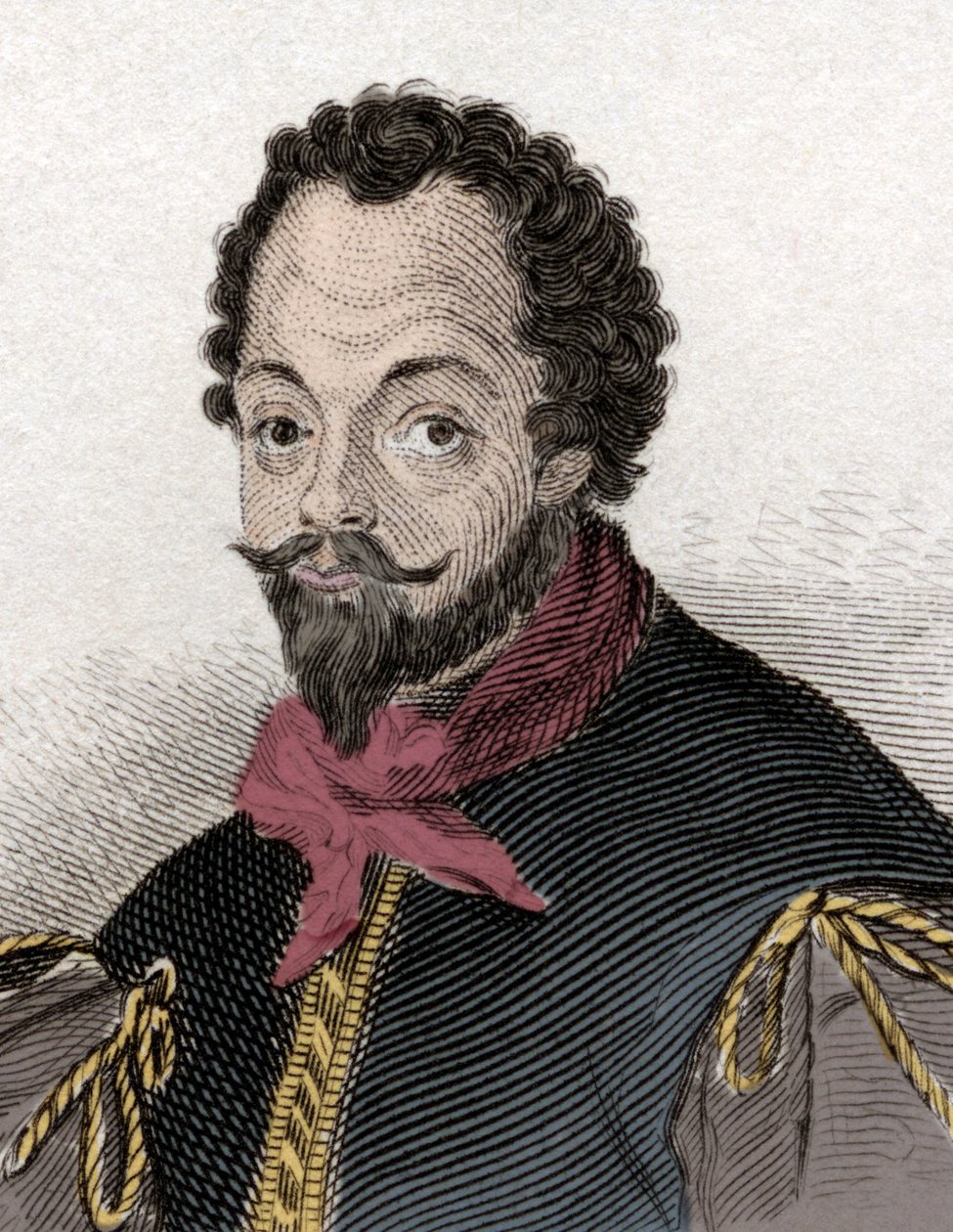 Portrett av Sir Francis Drake (1540-1596), engelsk kaper og navigatør. Gravering av 1800-tallet. av Unknown artist
