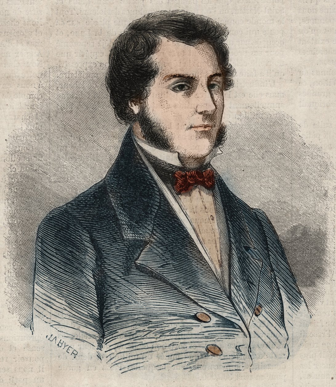 Portrett av Sir James Brooke, kjent som Rajah of Sarawak (1803-1868) Britisk eventyrer første hvite rajah av Sarawak. Gravering i “Le Monde illustrious”” fra 1857. Privat samling. av Unknown artist