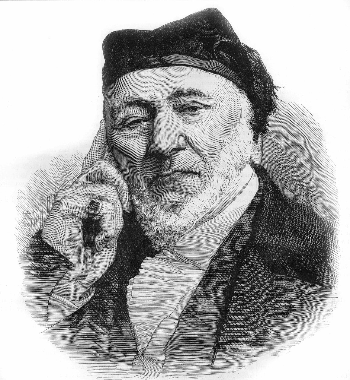 Portrett av Sir Moses Montefiore (1784-1885) engelsk bankmann og filantrop, av italiensk opprinnelse. gravering fra 1885. av Unknown artist