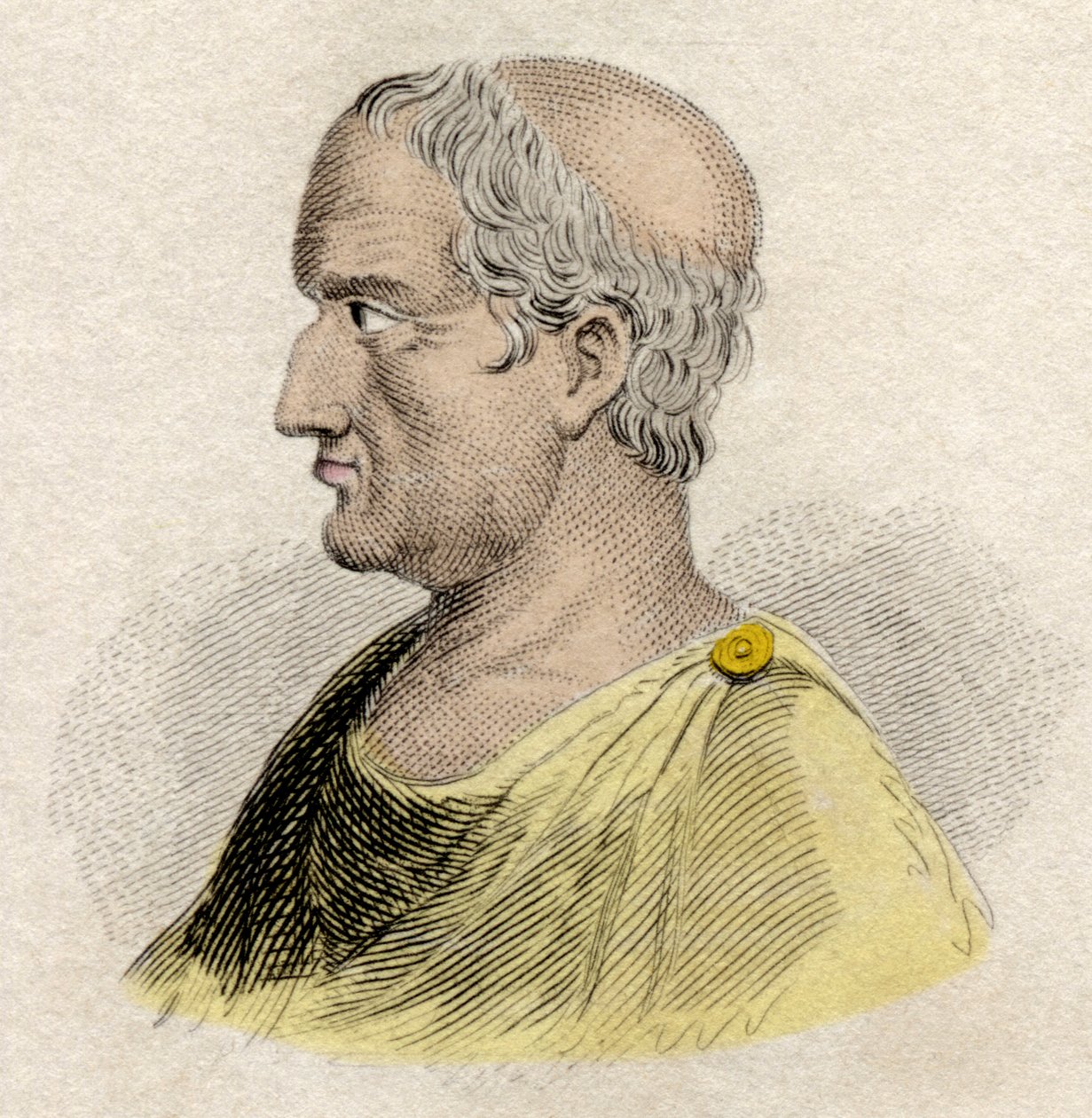 Portrait of Solon, legislator and poet of Athenes (ca. 640-ca. 588 BC)”. Engraving of the 19th century. av Unknown artist