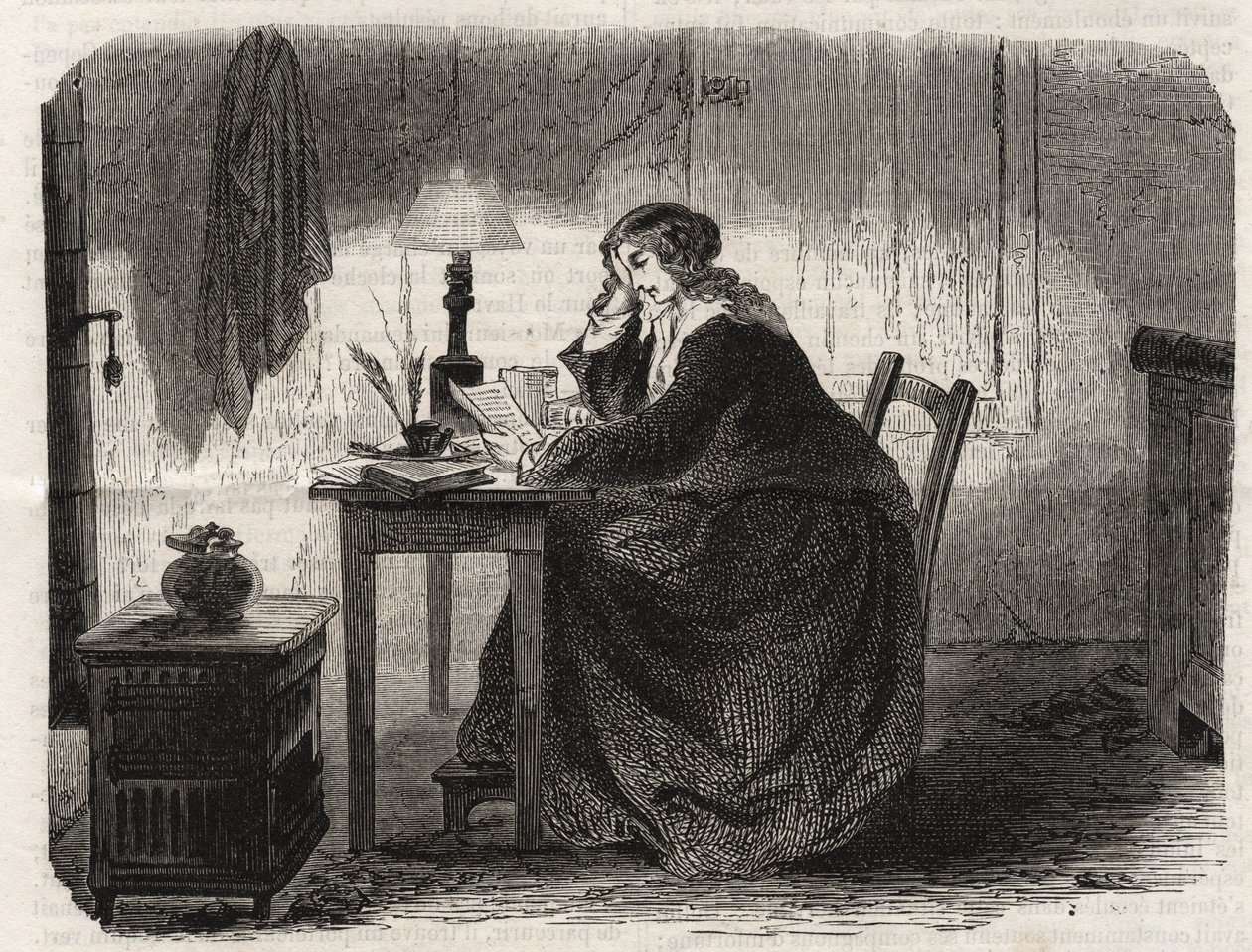 Portrett av Sophie Germain (1776-1831) Fransk matematiker (Portrett av Marie-Sophie Germain fransk matematiker, fysiker og filosof) - gravering 1860 - av Unknown artist