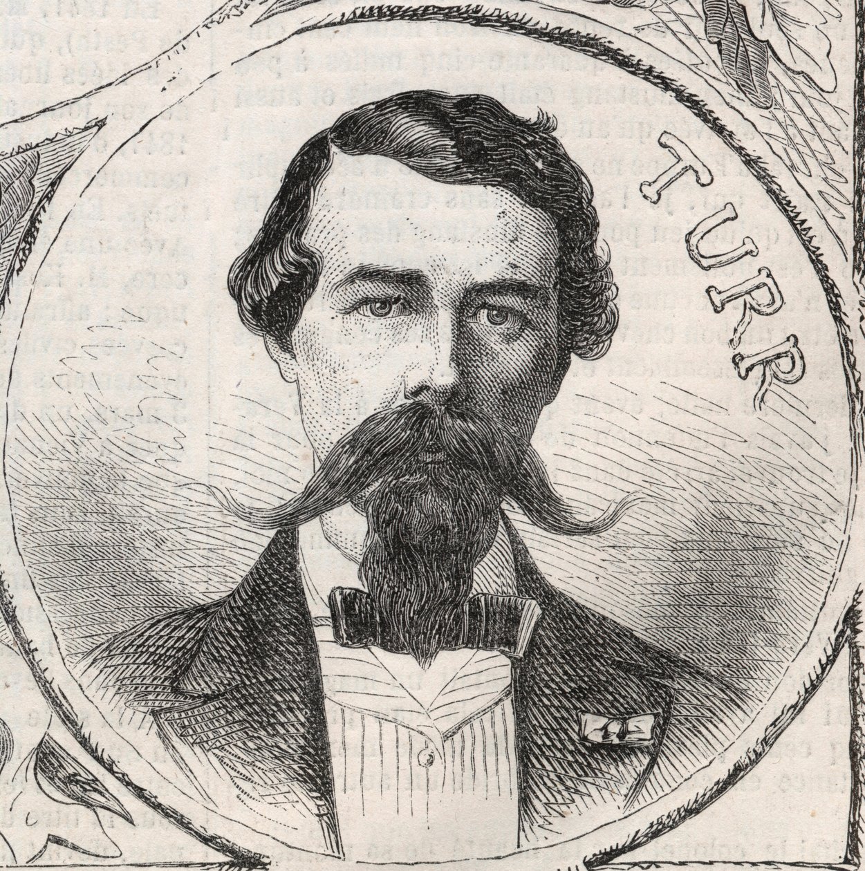 Portrett av Stefan Istvan Turr (1824-1908), ungarsk general - gravering i "" The Illustrous World"" av Unknown artist