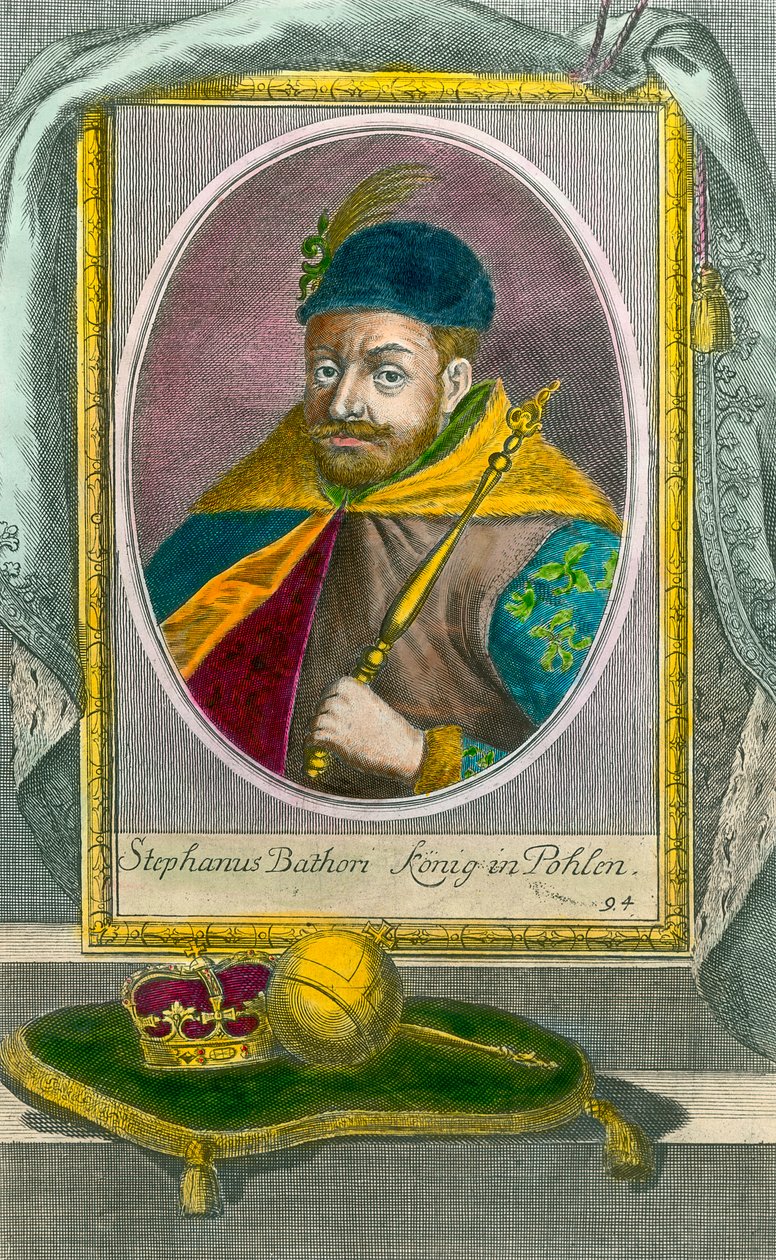 Portrett av Stephen Bathory, konge av Polen (1533-1586). Gravering fra 1500-tallet. Privat samling. av Unknown artist