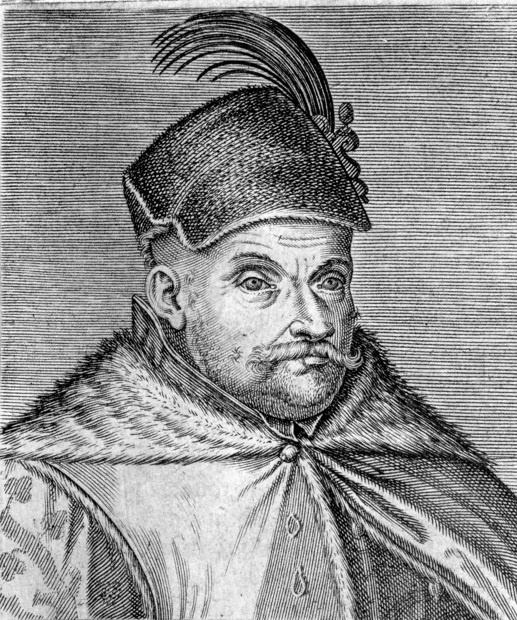 Portrett av Stephen I Bathory (1533-1586), prins av Transylvania og konge av Polen. Gravering fra 1500-tallet av Unknown artist