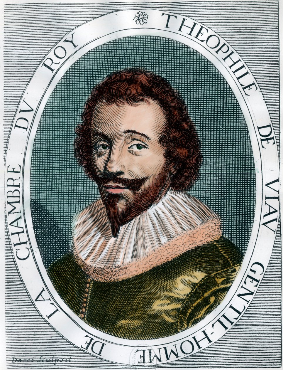 Portrett av Theophile De Viau (1590 - 1626) poet français. Gravering fra 1600-tallet. Privat samling. av Unknown artist
