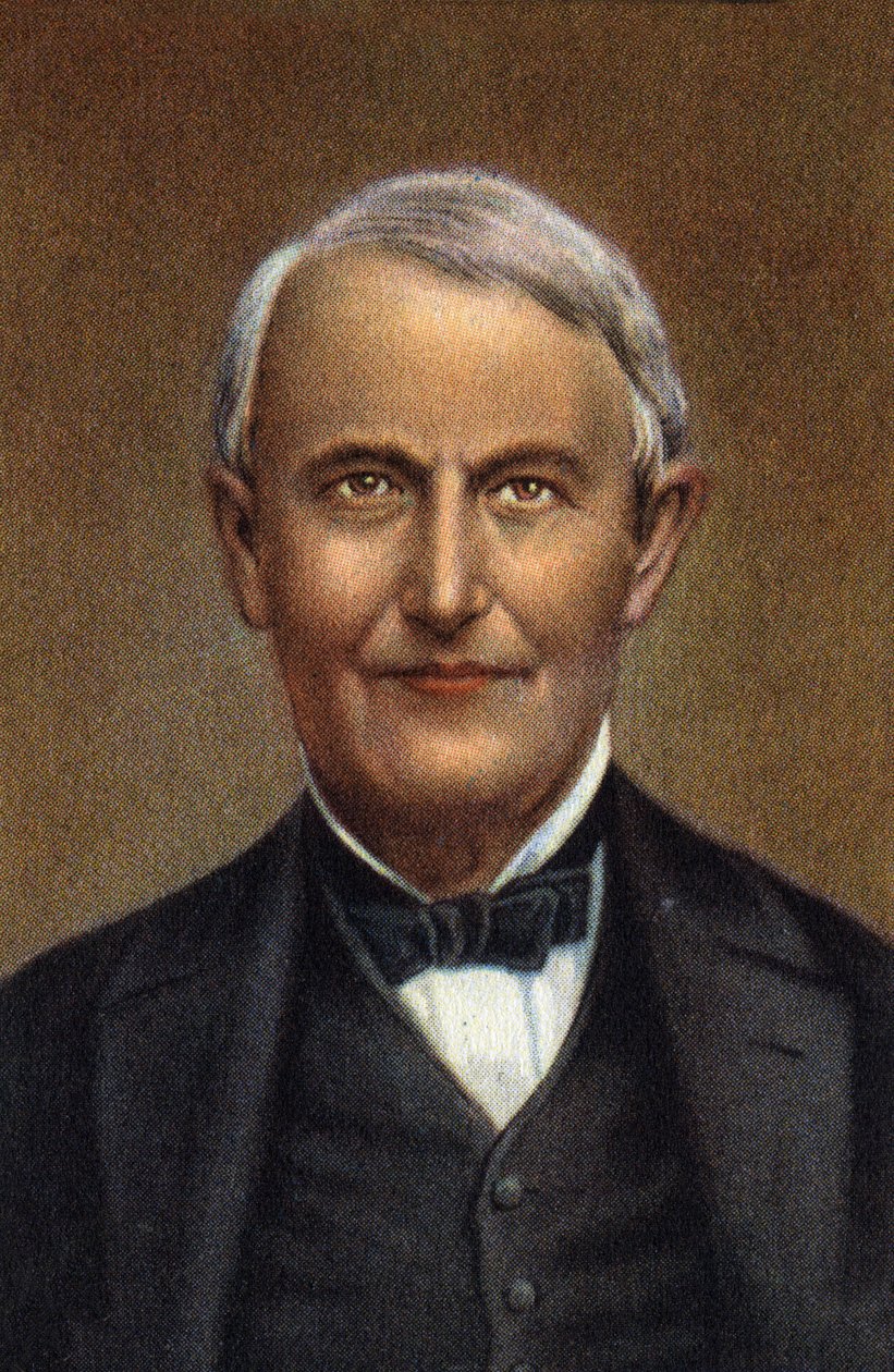 Portrett av Thomas Alva Edison, amerikansk vitenskapsmann og oppfinner. av Unknown Artist