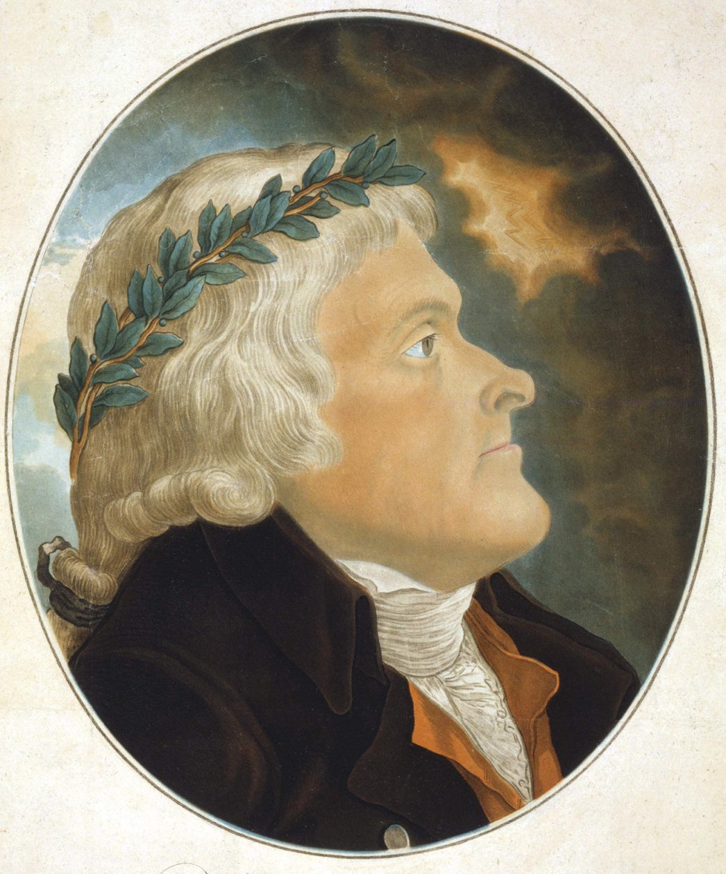 Portrait of Thomas Jefferson (1743 - 1826) American political writer and statesman drawn by his friend Tadée Kosciusko and engraved by Mr. Sokolnicki. Engraving sd. 19th century. av Unknown artist