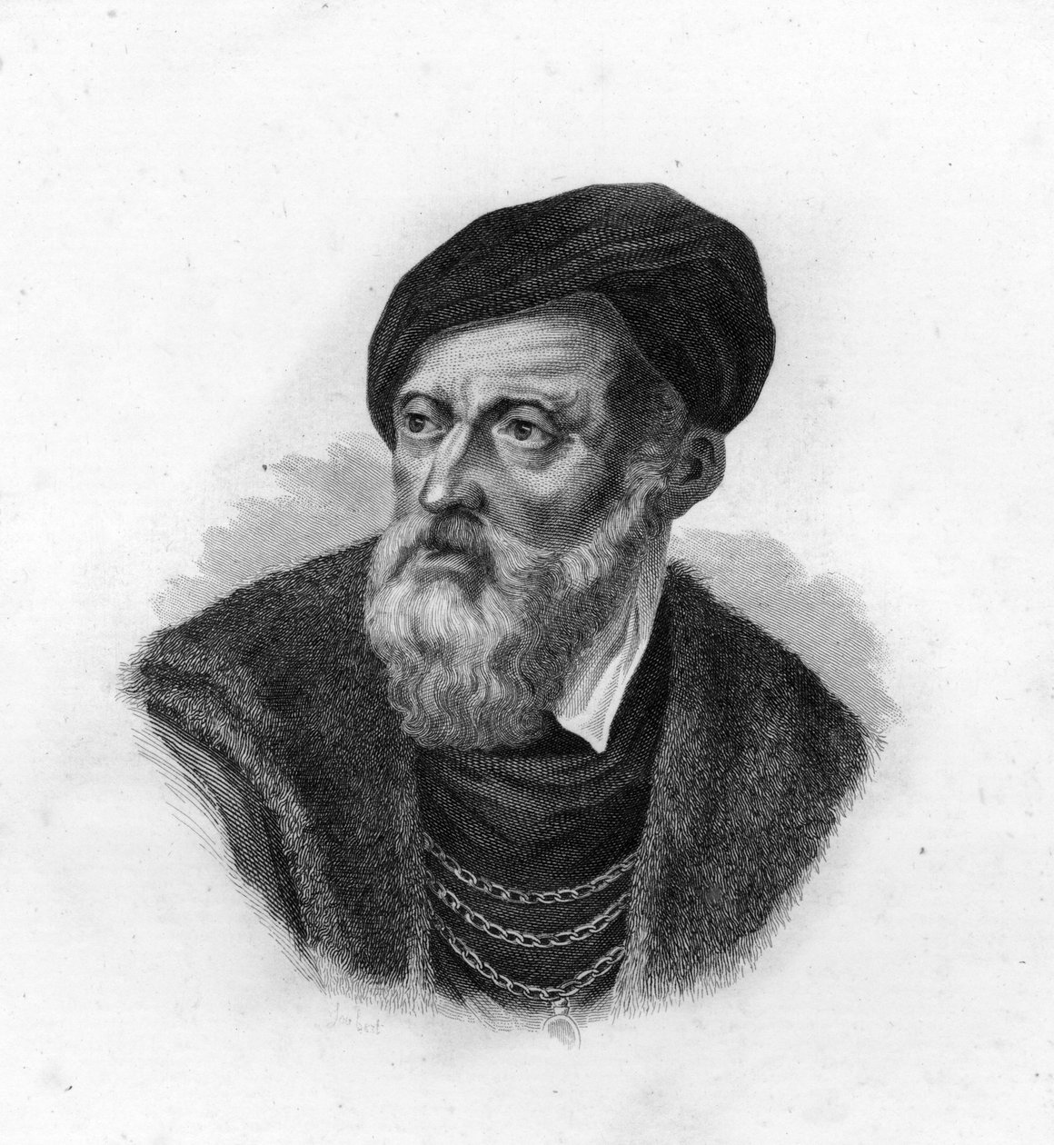 Portrait of Titian (1490-1576), Tiziano Vecellio, Venetian painter av Unknown artist