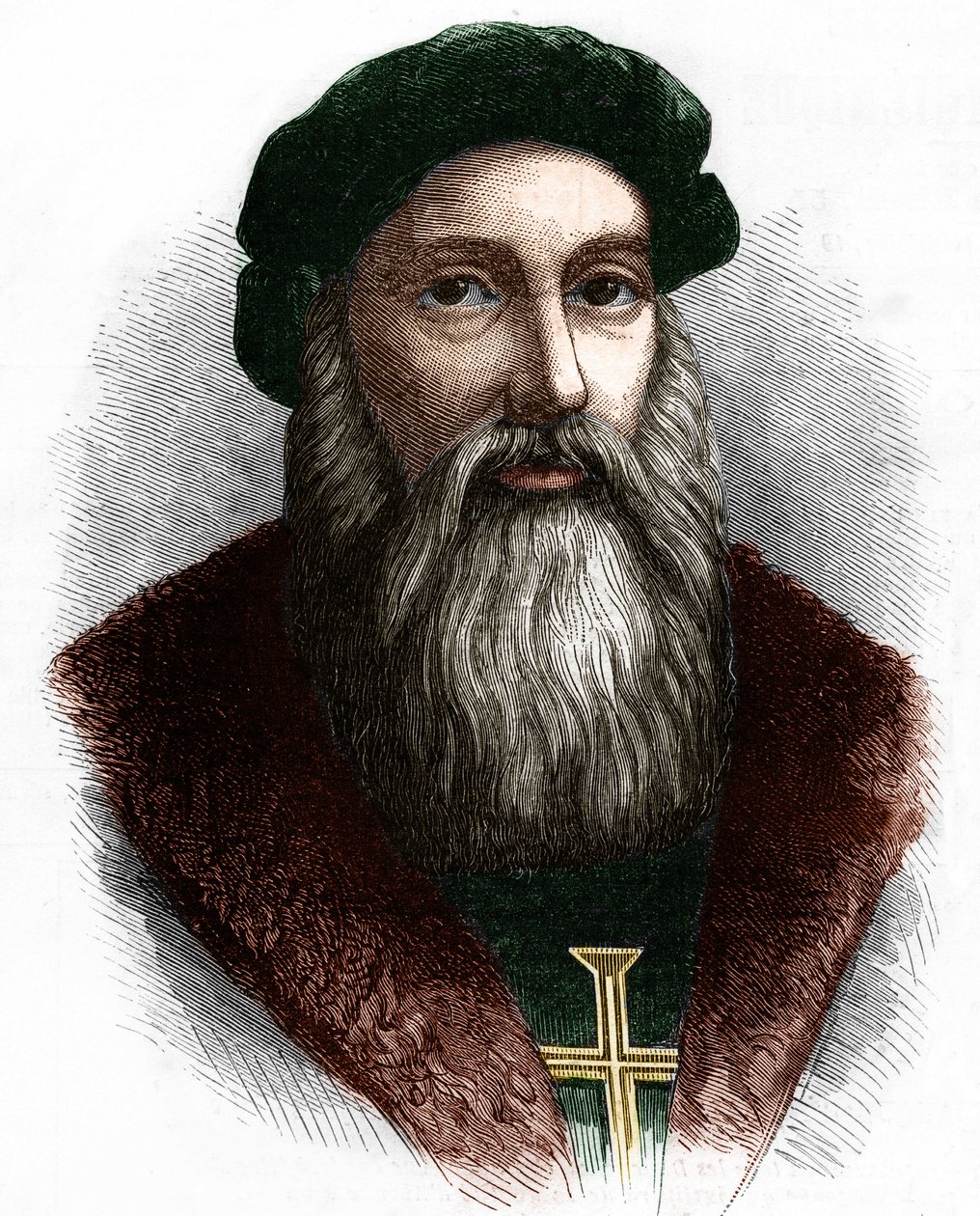 Portrett av Vasco de Gama (1469-1524) portugisisk navigatør. av Unknown artist