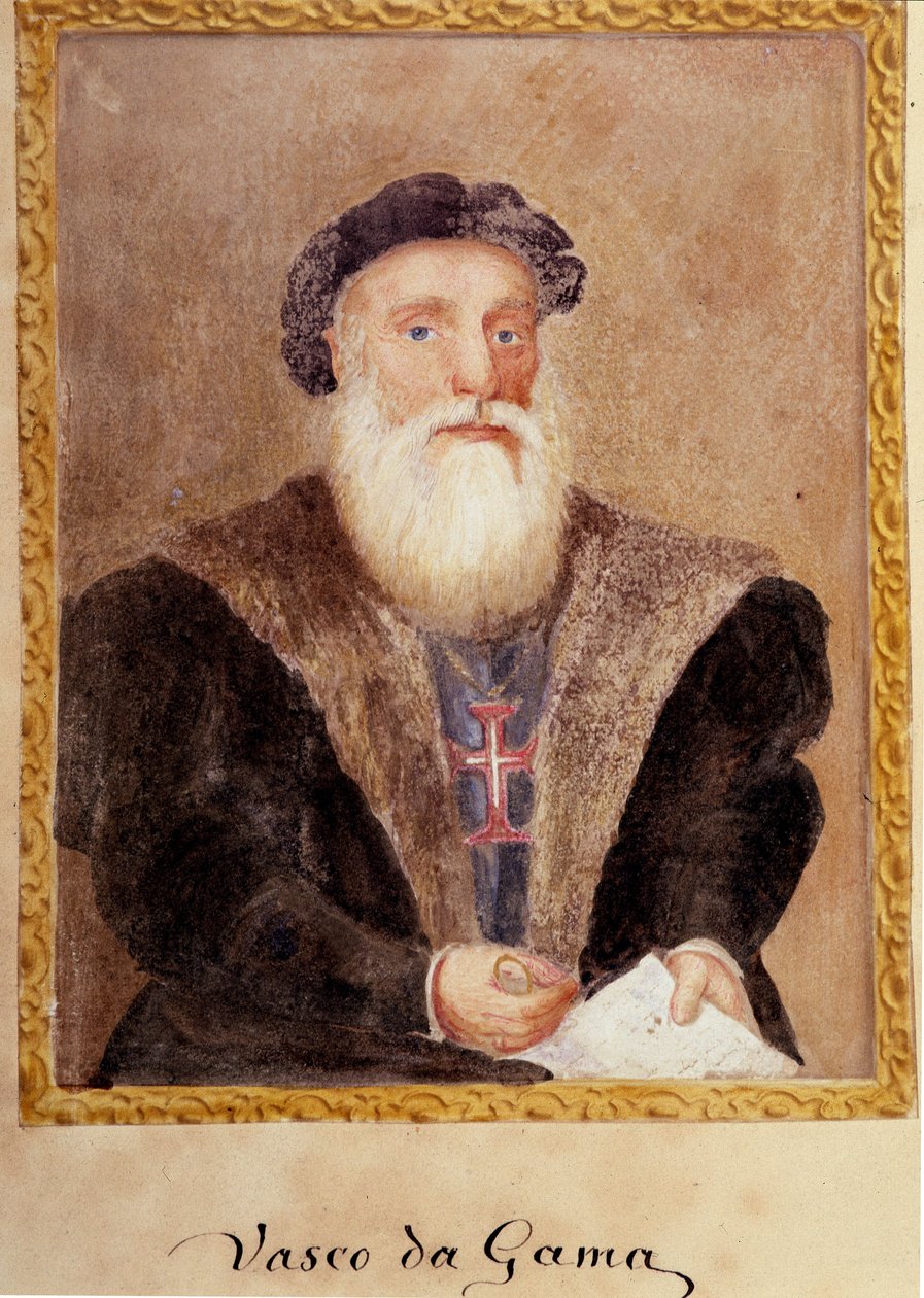Portrett av Vasco de Gama - i "" Livet til prins Henri av Portugal med etternavnet Sjøfareren"" av Richard Henri Major av Unknown artist