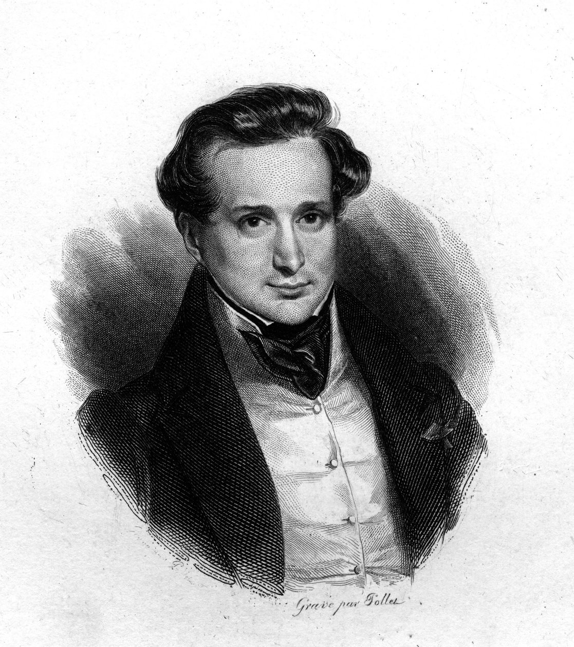 Portrett av Victor Hugo, etsning av Pollet, sd. 1800-tallet av Unknown artist