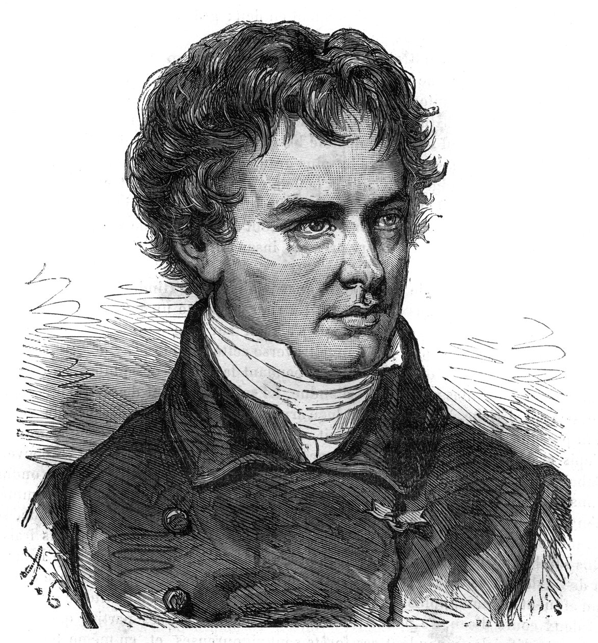 Portrett av Victor Jacquemont (1801 - 1832), fransk botaniker og reisende - Gravering i "Den pittoreske historien til store reiser i det nittende århundre"". 1877 av Unknown artist