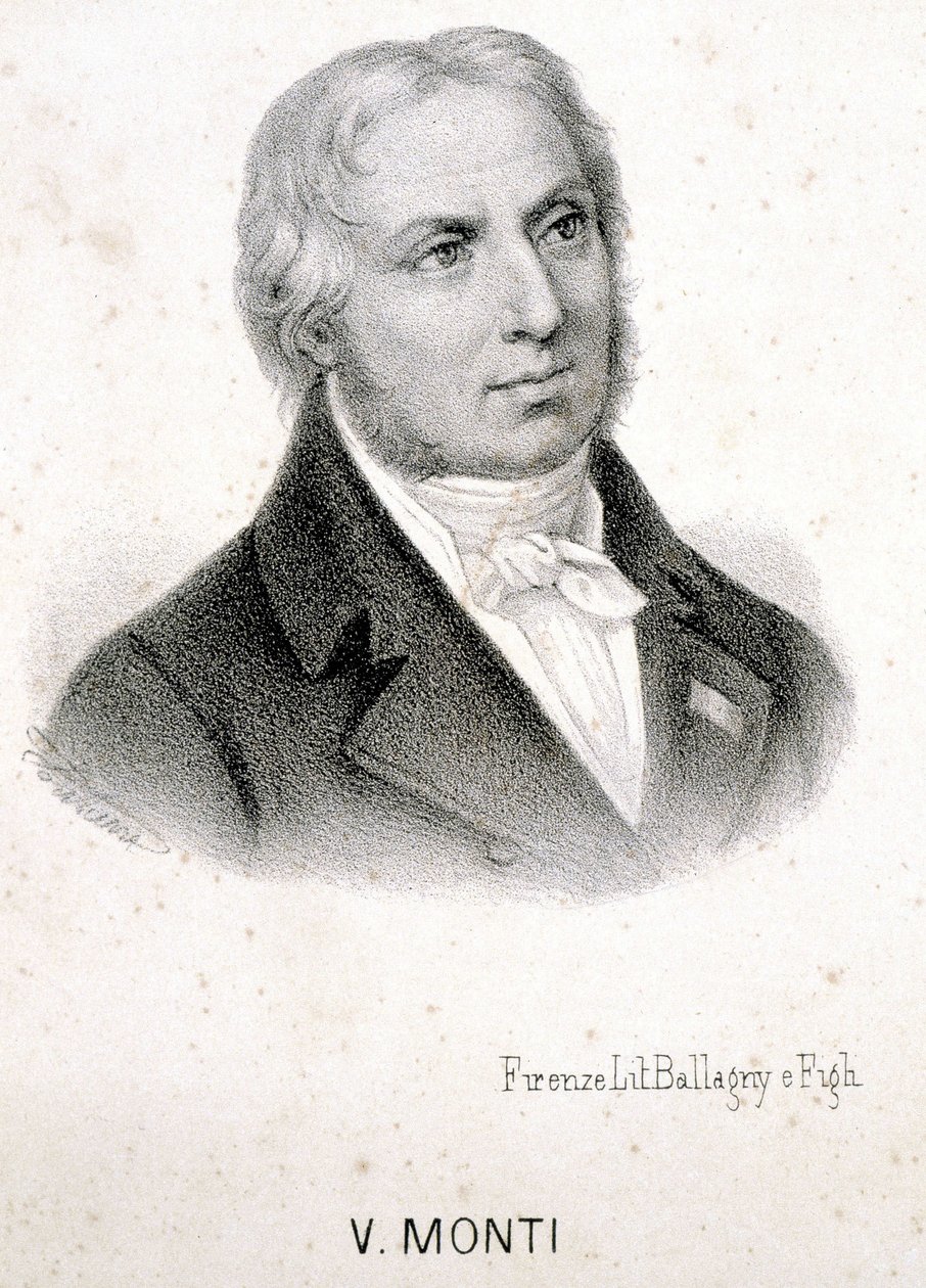 Portrett av Vincenzo Monti (1754 - 1828), italiensk poet, gravering fra 1800-tallet. av Unknown artist