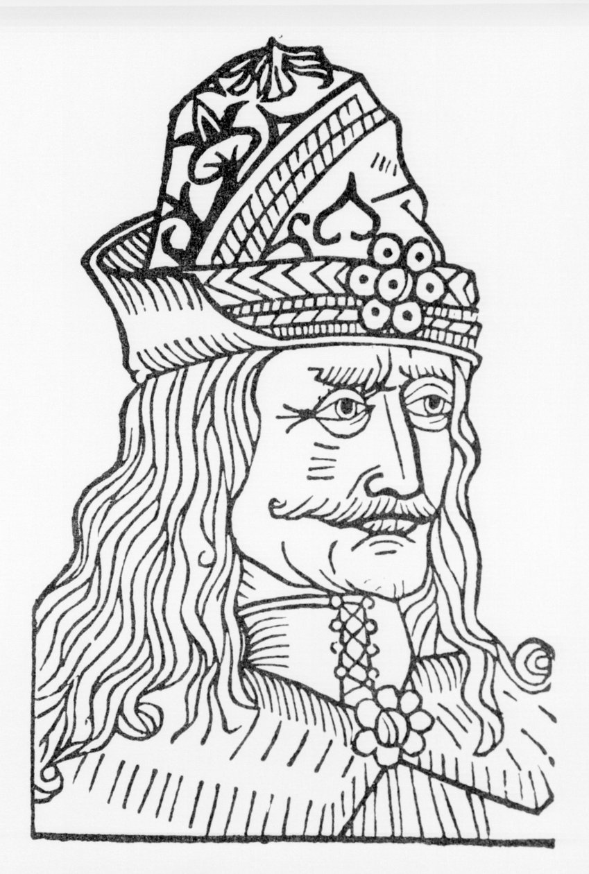 Portrett av spidderen Vlad Tepes III eller Dracula (1431-1476), en prins som inspirerte Bram Stoker til karakteren til Dracula, en roman skrevet i 1897. av Unknown artist