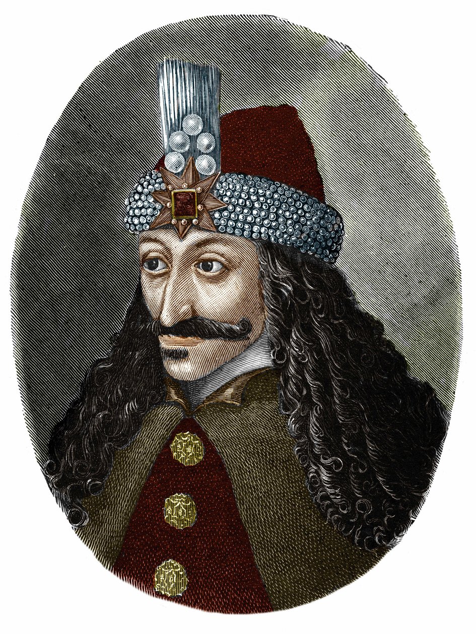 Portrait of Vlad Tepes III the impaler or Dracula (1431-1476) who inspired Bram Stoker the character of Dracula, a novel written in 1897. av Unknown artist