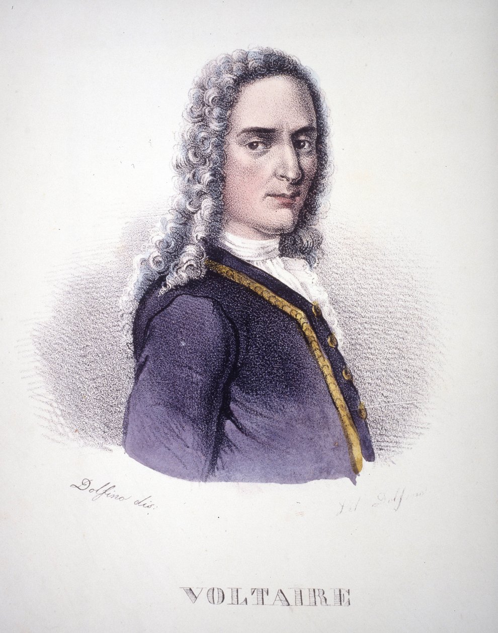 Portrett av Voltaire. 1800-talls gravering. av Unknown artist