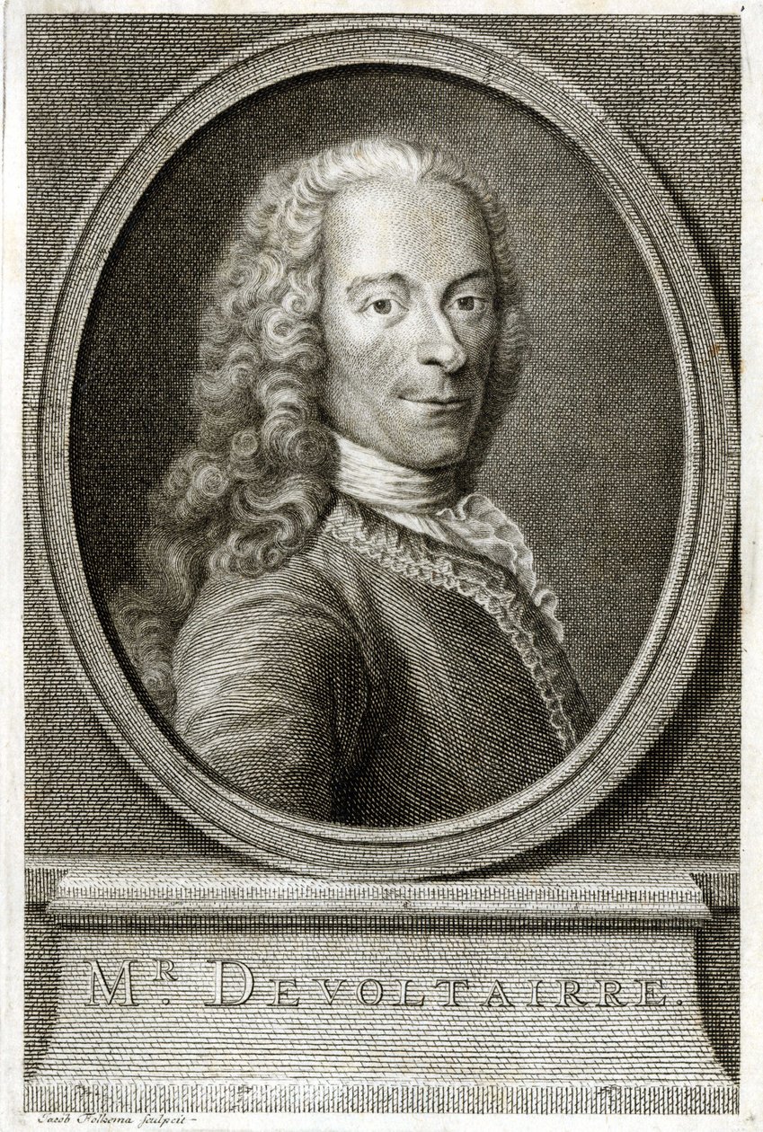 Portrett av Voltaire. 1800-talls gravering. av Unknown artist