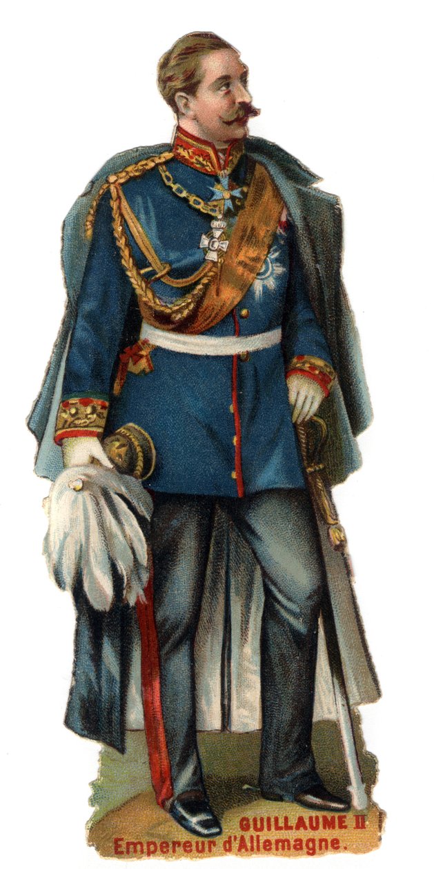 Portrett av Vilhelm II, keiser av Tyskland (1859-1941). Sen kromolitografi på 1800-tallet. Privat samling av Unknown artist