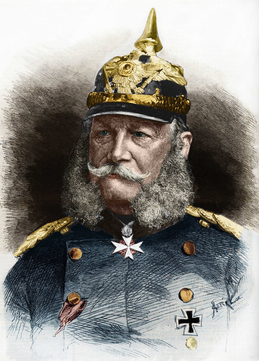 Portrait of William I (1797-1888), King of Prussia and Emperor of Germany. Engraving from the end of the 19th century. av Unknown artist