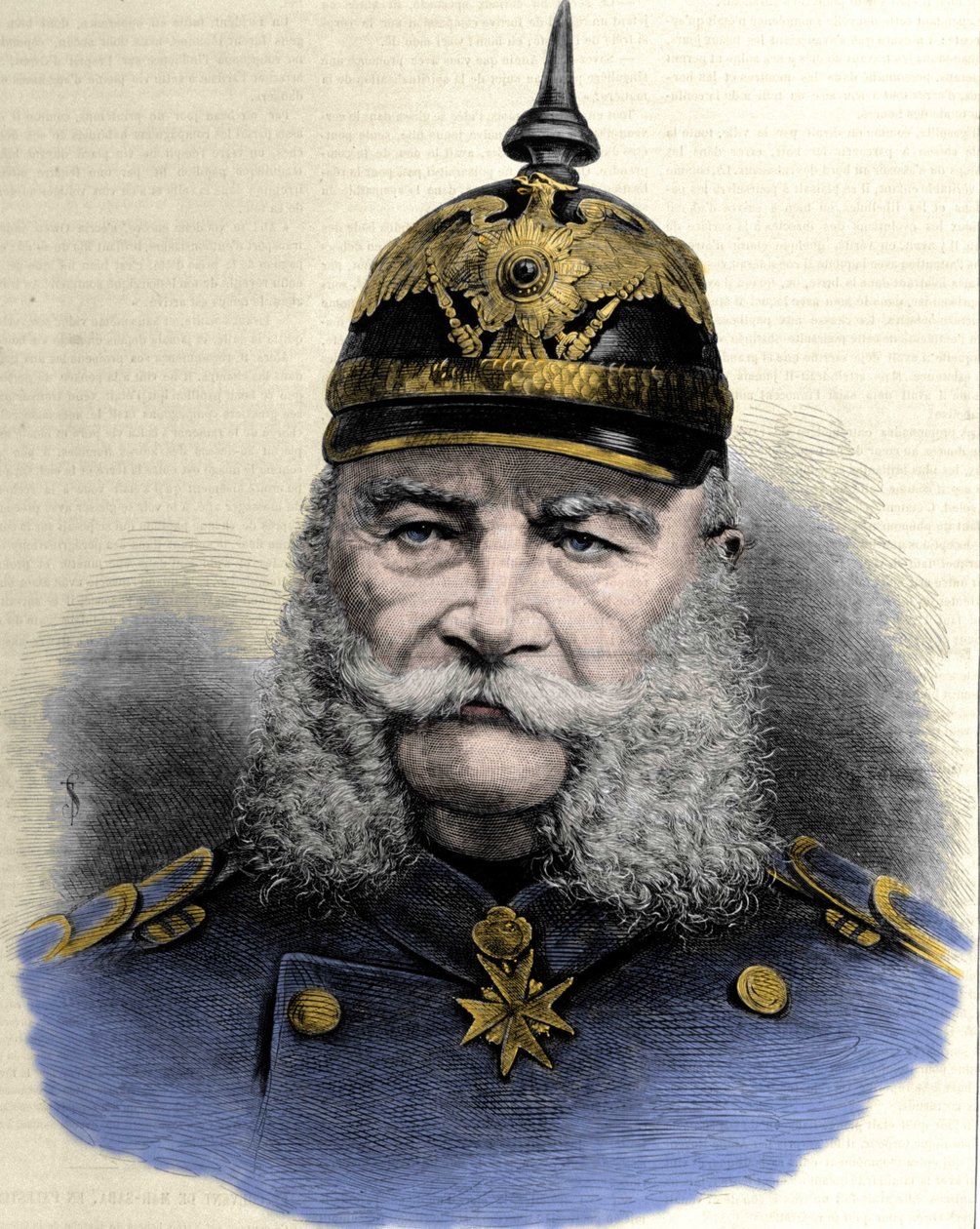 Portrett av Vilhelm I (1797-1888), konge av Preussen og keiser av Tyskland. Gravering fra slutten av 1800-tallet. av Unknown artist