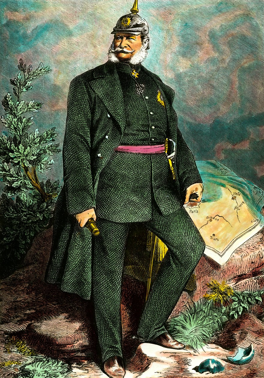Portrett av Vilhelm I (1797-1888), konge av Preussen og keiser av Tyskland. Gravering av privatsamlingen fra 1800-tallet av Unknown artist