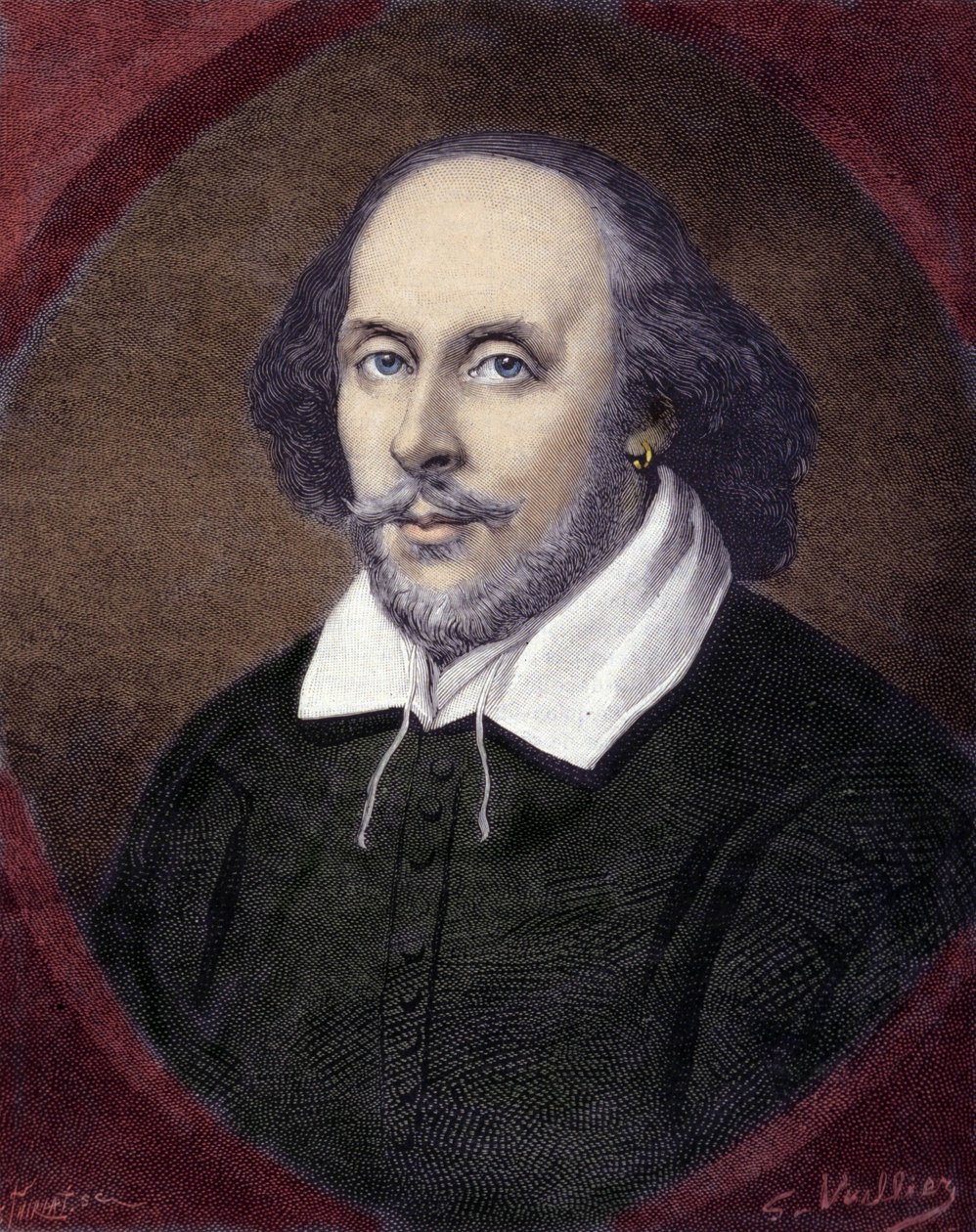 Portrett av William Shakespeare (1564-1616), engelsk dramatiker. av Unknown artist