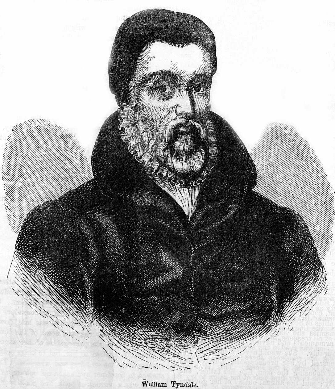 Portrett av William Tyndale (Tindale) (1494-1536), walisisk teolog og oversetter. Gravering fra 1800-tallet. av Unknown artist