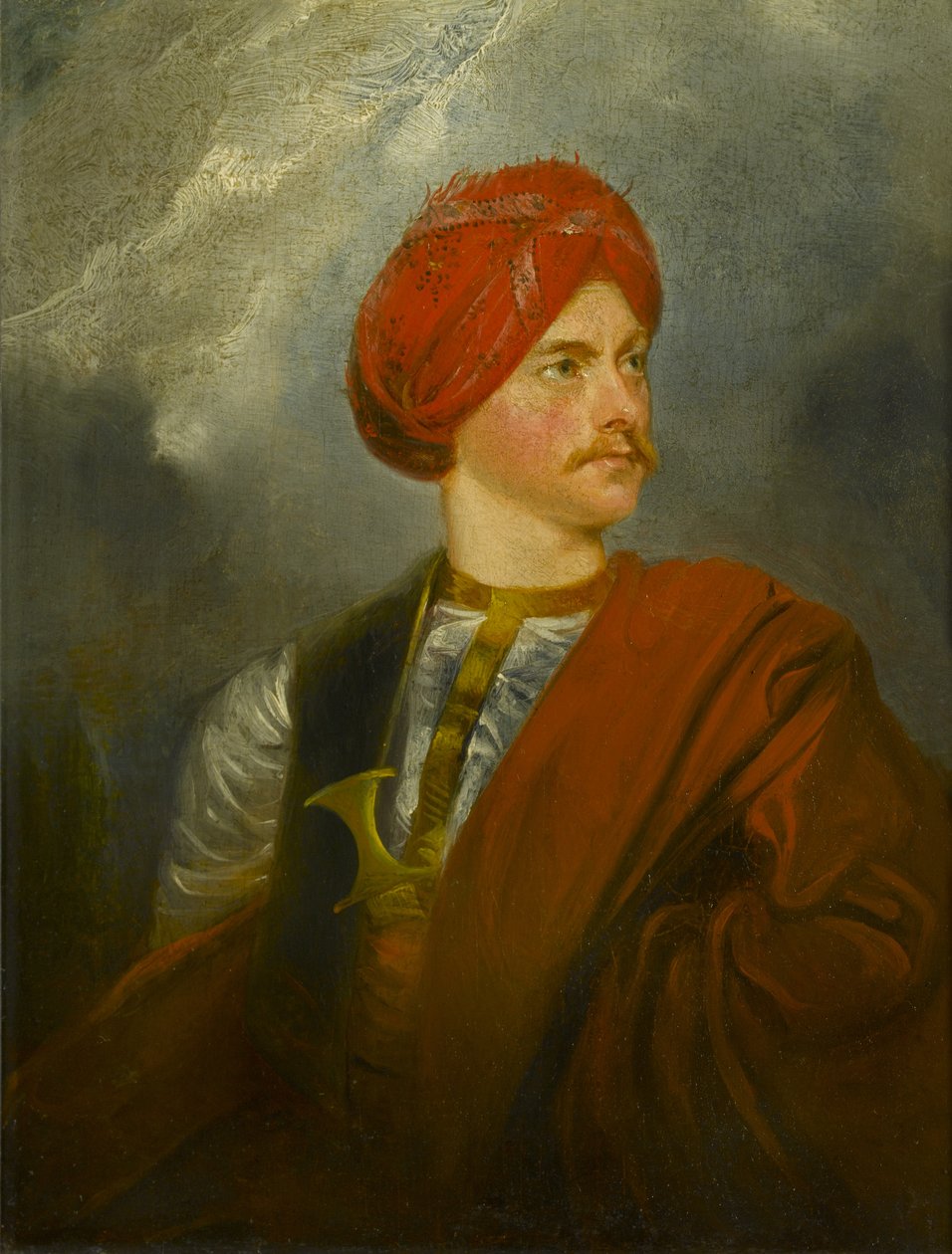 Portrett av en mann i orientalsk kostyme, ca. 1835-40 (olje på panel) av Unknown artist