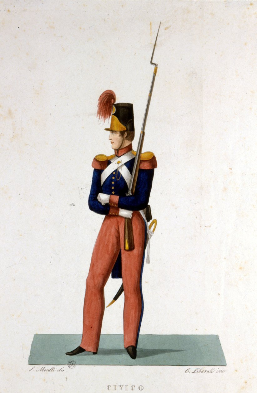 Portrett av et medlem av den pavelige garde i Vatikanstaten. av Unknown artist