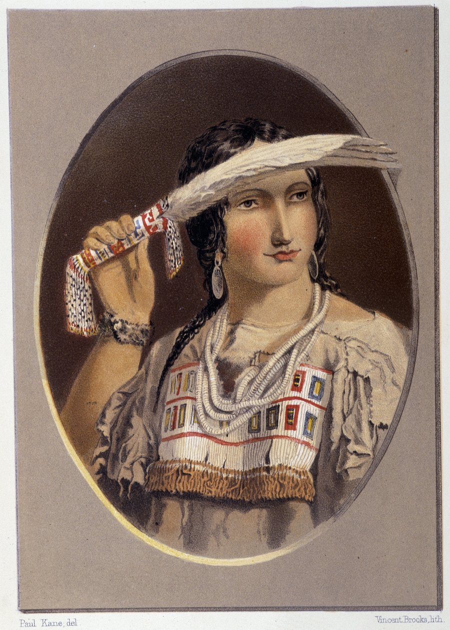 Portrett av en blandet indianer - i "" Vandring av en kunstner blant indianerne i nord-Amerika"" av Paul Kane, Longmans & Roberts, London av Unknown artist