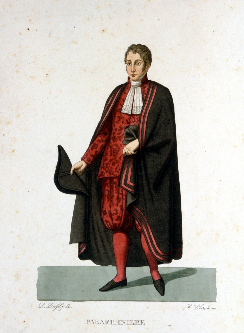 Portrett av et pavelig palass i Vatikanstaten. 1800-talls gravering. av Unknown artist