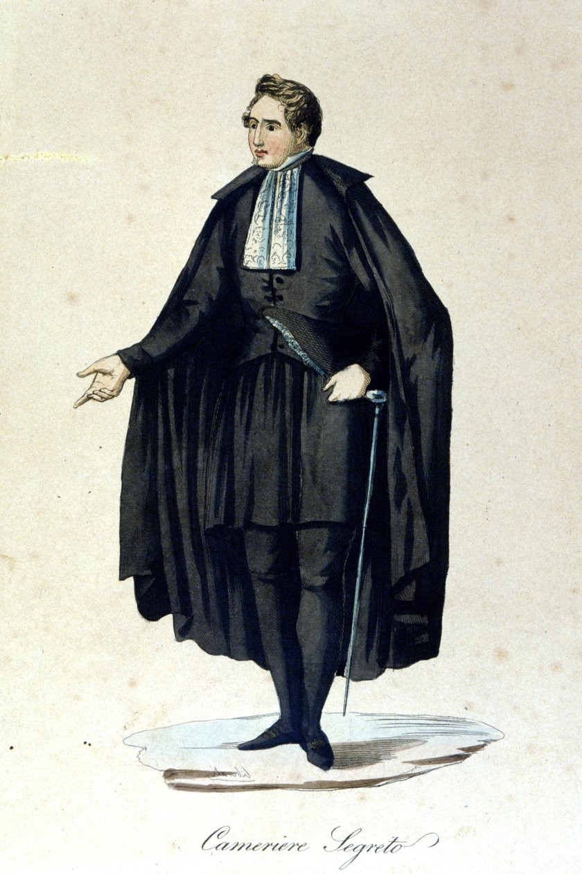 Portrett av et hemmelig kamera fra Vatikanstaten. 1800-talls gravering. av Unknown artist