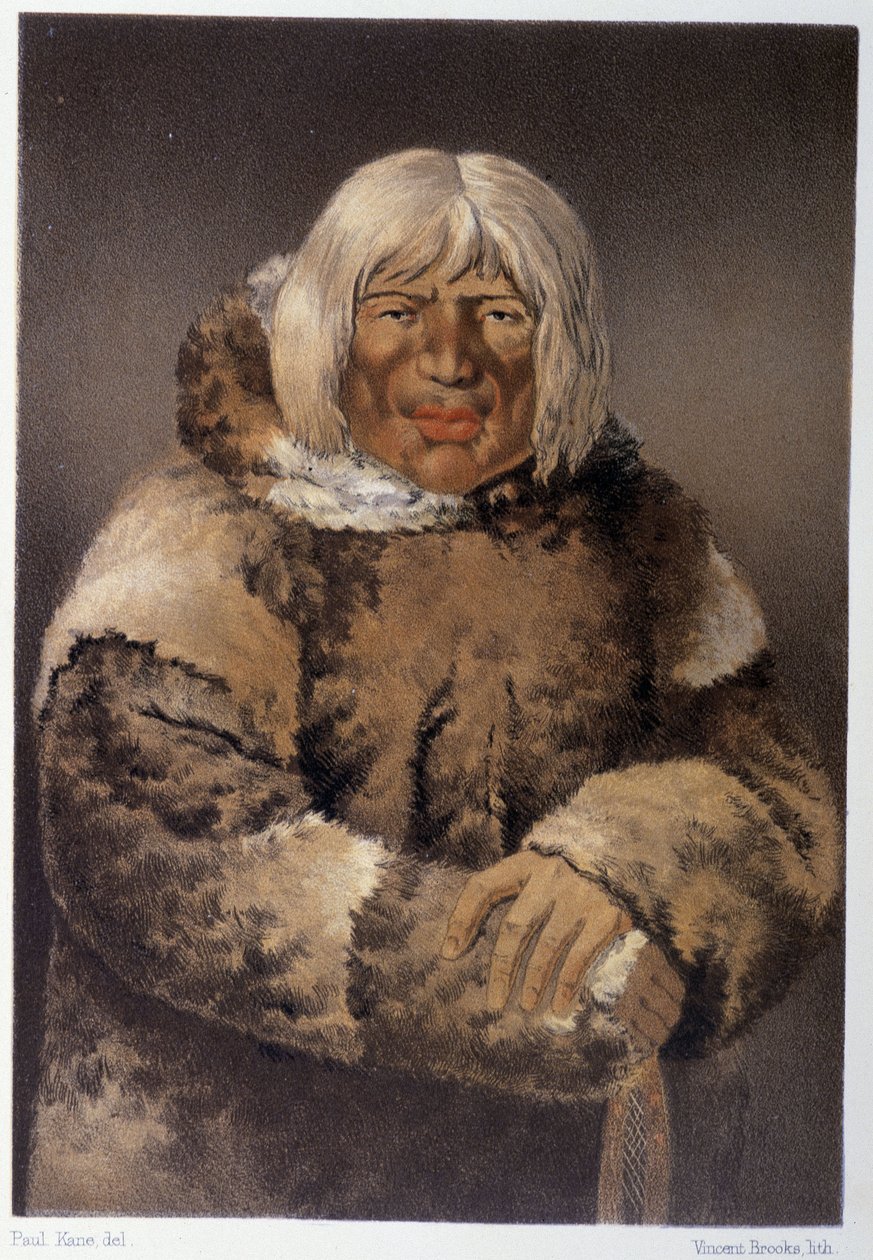 Portrett av en eskimo - i "" Vandring av en kunstner blant indianerne i nord-Amerika"" av Paul Kane, Longmans & Roberts, London av Unknown artist